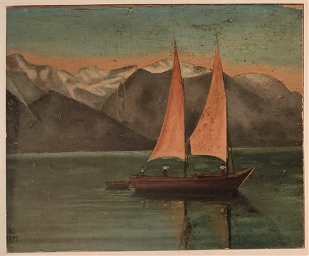 ANONIMO Anonimo (An) Paesaggio marino Olio su compensato 24,00x30,00...