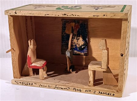 SOMARÈ SANDRO Milano (Mi) 1929 Chelsea 1996 Teatrino collage in legno...