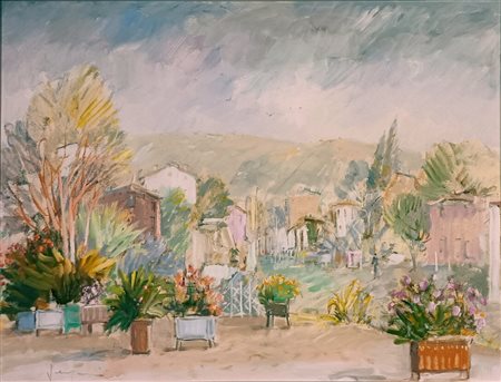 VERGANI MARIO Milano (MI) 1938 Dalle colline Olio su tela 60,00x80,00 Firma...