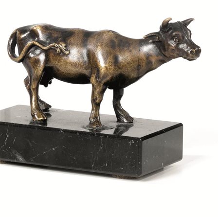 Piccola scultura, Arte fiamminga sec. XIX, in bronzo, modellata come una...