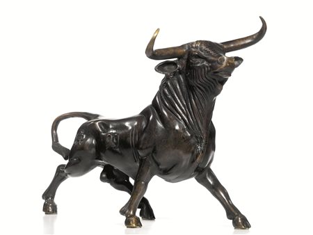 Scultura, Scuola fiamminga, sec. XVIII, in bronzo, modellata come un toro, cm...