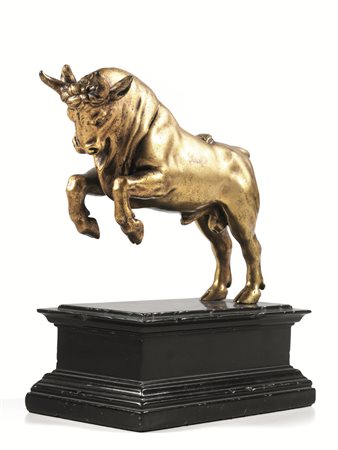 Scultura, Scuola fiamminga, sec. XVII, in bronzo dorato, modellato come un...