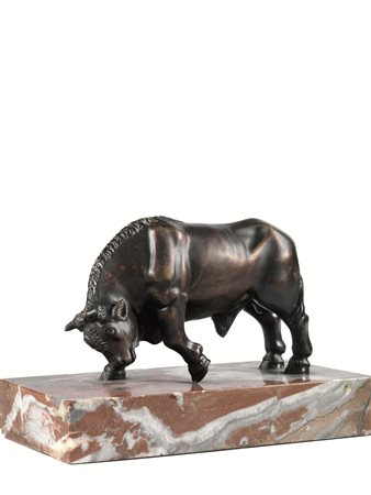 Scultura, Scuola fiamminga metà sec. XVII, in bronzo, modellata come un toro...