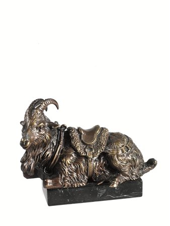 Scultura, Scuola padovana, sec. XVII, in bronzo, modellata come un caprone...