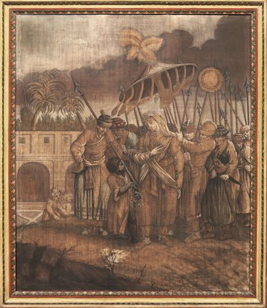 Coppia di succhi d'erba, sec. XVIII, raffiguranti scene bibliche, entro...