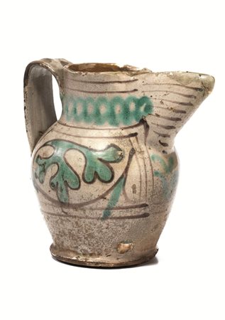 Panata, Viterbo, sec. XV, in maiolica, decorata a fogliami dipinti a verde...