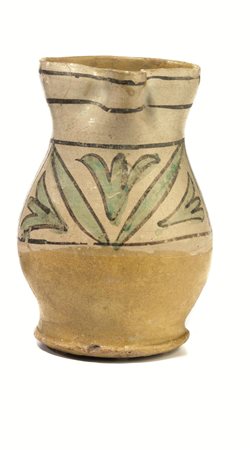 Piccolo boccale, Viterbo, sec. XV, in maiolica, con decorazione arcaica in...