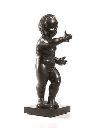 Bronzetto, scuola fiorentina, fine sec. XVI, raffigurante un putto danzante,...