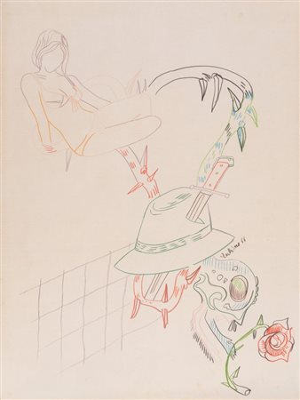 VINCENZO EULISSE (Venezia 1936) "Senza titolo", 1966. Pastelli colorati su...