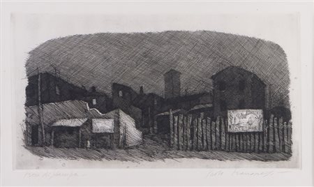 PAOLO MANARESI (Bologna 1908 - 1991) "Ruderi in periferia", 1968. Incisione...