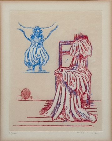 MAX ERNST (Bruhl 1891 - Parigi 1976) "Senza titolo". Litografia a colori su...