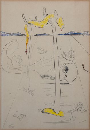 SALVADOR DALÍ (Figueres 1904 - 1989) "Senza titolo". Litografia a colori su...