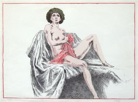 ALBERTO SUGHI (Cesena 1928 - Bologna 2012) "Nudo di donna". Litografia a...