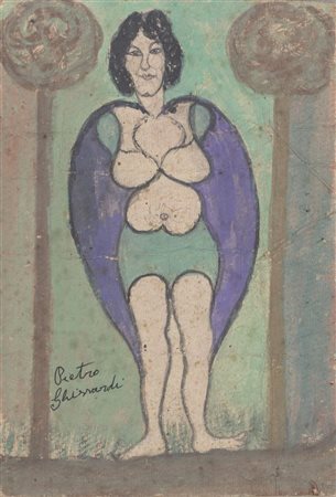 PIETRO GHIZZARDI (Viadana 1906 - Boretto 1986) "Figura". Tecnica mista su...
