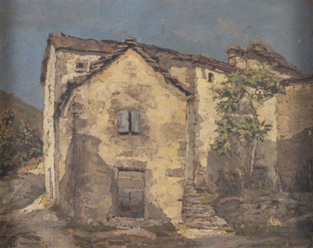 GIULIO FIORI (Bologna 1909 - 1991) "Casolari a Pavana Pistoiese". Olio su...