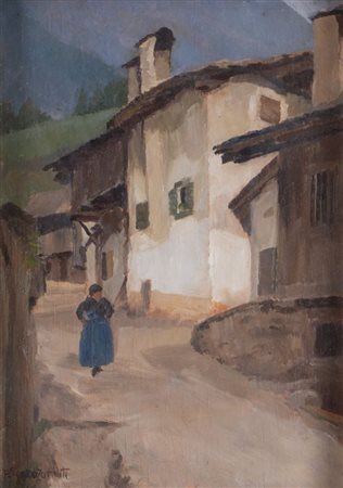 PAOLA SERRA ZANETTI (Budrio 1886 -1963) "Scorcio". Olio su tavola. Cm...