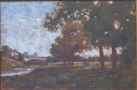 GIULIO FIORI (Bologna 1909 - 1991) "Paesaggio". Olio su tela. Cm 40,5x60,5....