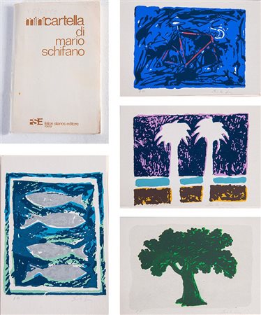 MARIO SCHIFANO (Homs 1934 - Roma 1998) Cartella composta da quattro...