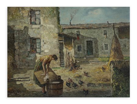 GIORGIO MARCON (1924-?) - Cortile in Brianza