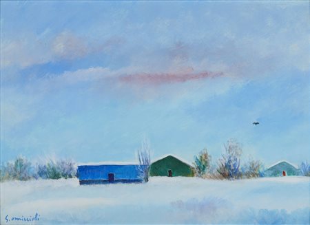 OMICCIOLI  GIOVANNI (1901 - 1975) - Baracche e case sotto la neve.
