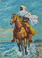 GONZAGA GIOVANFRANCESCO (1921 - 2007) - Cavaliere berbero sulla battigia.