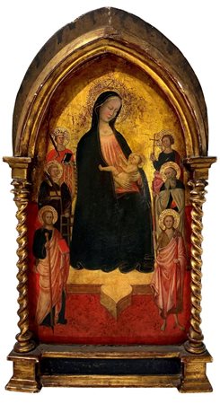 Maestro di Montefoscoli (Maestro Ristonchi)  Rossello di Jacopo Franchi (Firenze 1376/1377-Firenze 1456)  - Madonna in trono con bambino e santi
