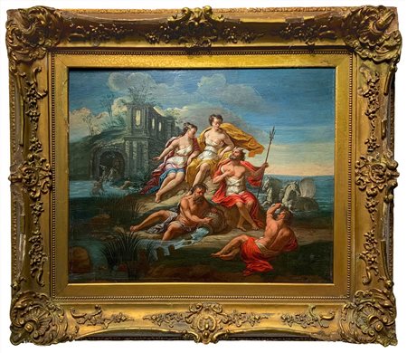 Nicolas Poussin (cerchia_di) (French 1594-1665)  - Nettuno con Anfitrite, Oceano, Dio dei fiumi e le Ninfe Naiadi