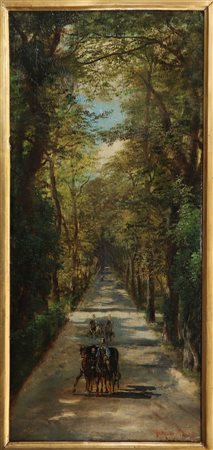 Markó il Vecchio Károly (Levoča 1793-Firenze 1860)  - Passeggiata in carrozza lungo un viale alberato., nineteen° secolo