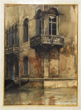 Alberto Pasini (Italian 1826-1899)  - Angolo di palazzo veneziano sulla laguna, 1886