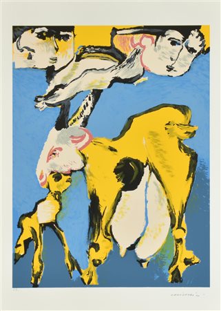 Remo Brindisi CAPRETTO serigrafia su carta, cm 70x50; es. P.A. firma