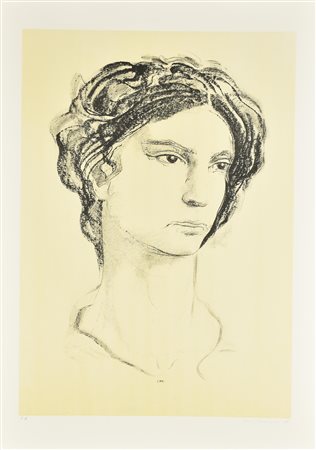 Pietro Annigoni RITRATTO litografia su carta, cm 70x50; es. P.A. firma e...