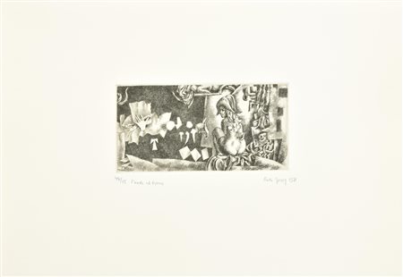 Rudi Gorog L'EREDE AL TRONO incisione su carta Fabriano, battuta cm 10x20, su...