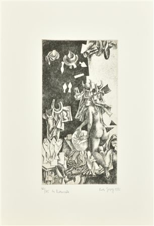 Rudi Gorog LA FIDANZATA incisione su carta Fabriano, battuta cm 30x15, su...