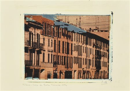 Ignoto MILANO - CORSO DI PORTA TICINESE litografia, cm 27,5x37,5 firma, data...