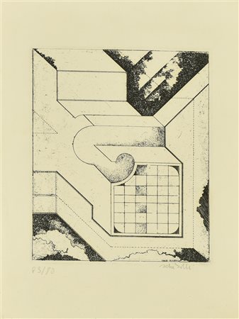 Enzo Schirolli COMPOSIZIONE incisione su carta, battuta cm 23,5x17,5, su...