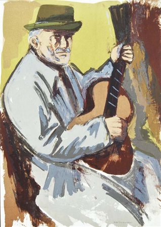 NOVATI MARCO Venezia 1895 - 1975 Suonatore litografia es. 104/120 70x50 firma...