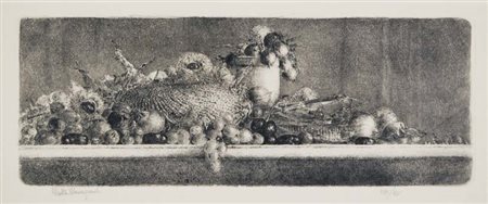 MASSAGRANDE MATTEO Padova 1959 Natura morta acquaforte es. XIII/XV 24x64...