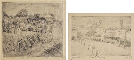 BARBISAN GIOVANNI Treviso 1914 - 1988 Campagna trevigiana 1940 - Paesaggio...