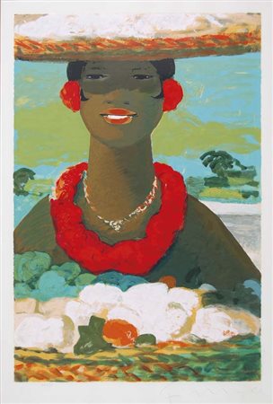 FIUME SALVATORE Comiso 1915 - Milano 1997 Figura litografia es. XXXIV/LI...