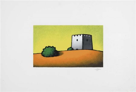 STEFANONI TINO Lecco 1937 Paesaggio litografia es. 51/100 70x100 firma in...