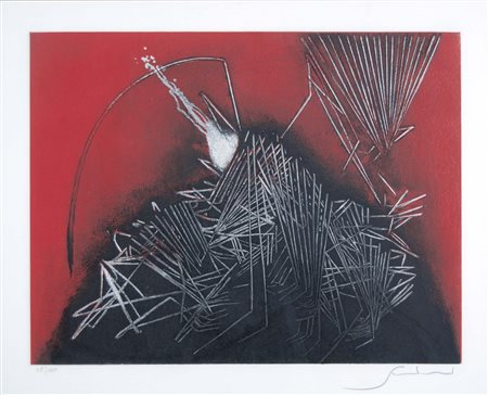 SCANAVINO EMILIO Genova 1922 - Milano 1986 senza titolo litografia es. 48/100...