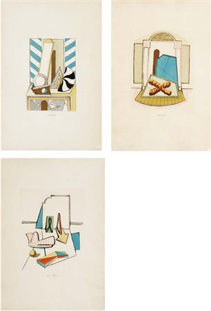 DEL PEZZO LUCIO Napoli 1933 Composizione lotto di 3 acqueforti es. 62/100...