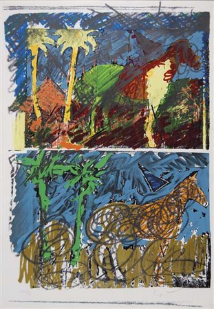 SCHIFANO MARIO Homs (Libia) 1934 - Roma 1998 senza titolo litografia es. p.a....