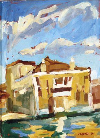 FERRUZZI ROBERTO Venezia 1927 Canal grande 1966 olio su tela 41x31 firma e...