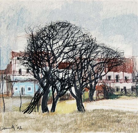 GIANNELLI ANGELO Cecchini di Pasiano (Pn) 1922 - 2005 Paesaggio 1967 tecnica...