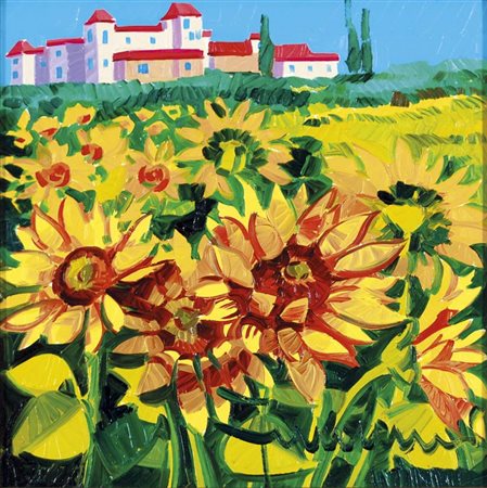 FACCINCANI ATHOS Peschiera del Garda 1951 I girasoli 2007 olio su tela 20x20...