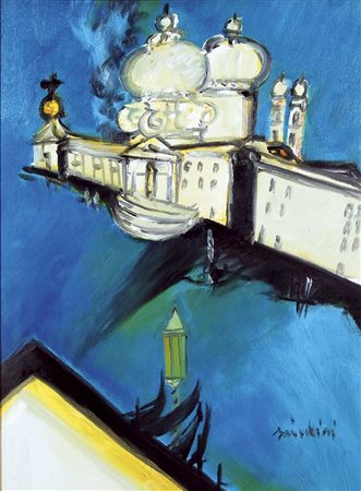 BRINDISI REMO Roma 1918 - Lido di Spina 1996 Venezia (anni '80) olio su tela...