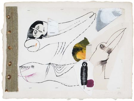 POZZATI CONCETTO Vo' Vecchio 1935 Animaletti 1980 tecnica mista e collage su...