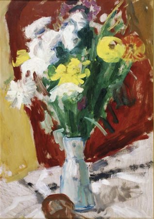 NOVATI MARCO Venezia 1895 - 1975 Fiori 1973 olio su tavola 50x35 Autentica di...