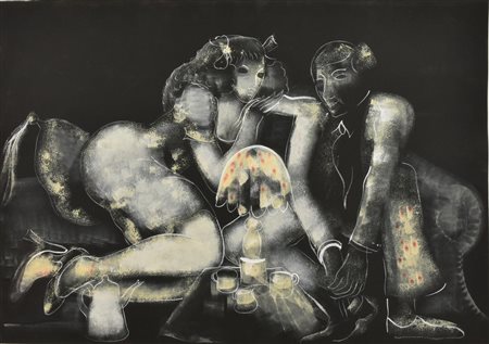 Anonimo INTIMITA' tecnica mista su cartonicno, cm 70x100